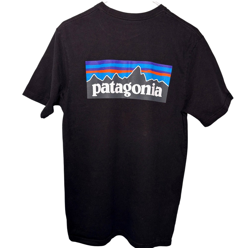 Patagonia Mens Responsibili-Tee Black Short Sleeve Logo Graphic T-Shirt Size M
